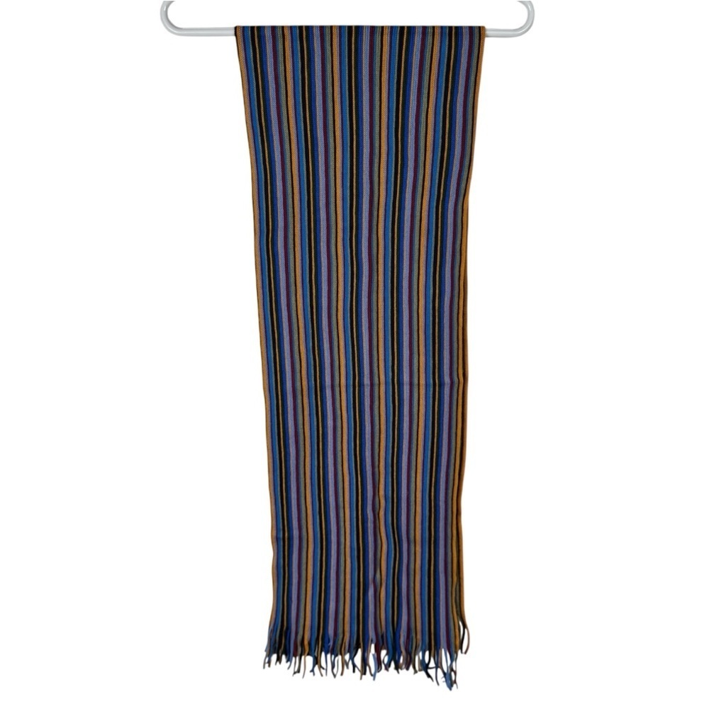 100% Lambswool Colorful Striped Fringe Scarf
